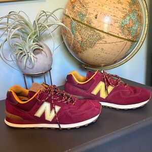 New Balance Maroon and Gold Sneakers
